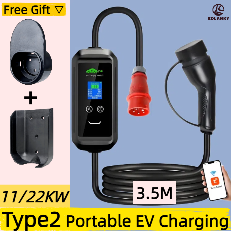 3.5M Cable Type2 EV Portable C - Type 2 Portable Ev Charger 11Kw Cee ulasan dan harga